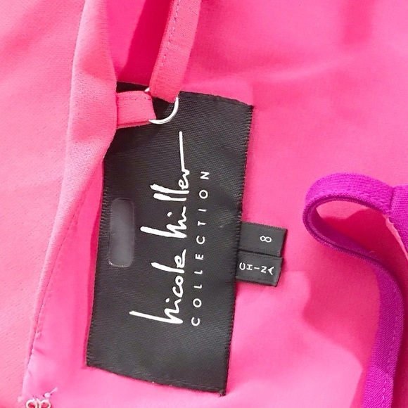 Nicole Miller - Color Block Asymmetrical Dress Pink & Purple Size 6 - Picture 10 of 15